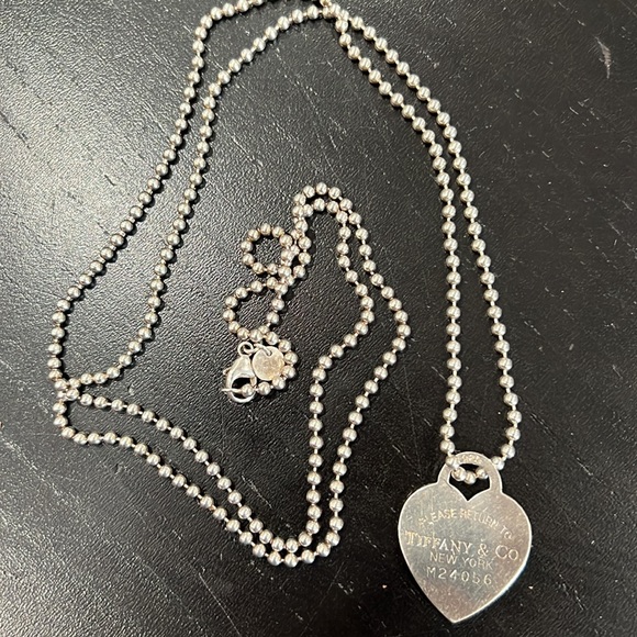 Tiffany & Co 34 in bead chain and Tiffany & Co. heart pendant. - Picture 1 of 3